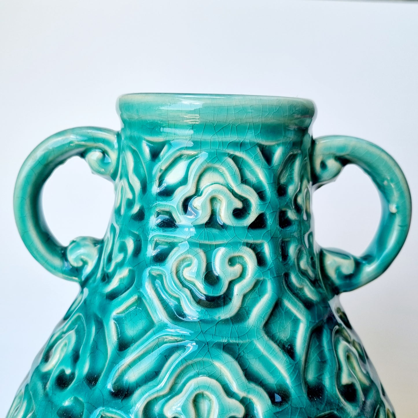 Jarrón en cerámica turquesa