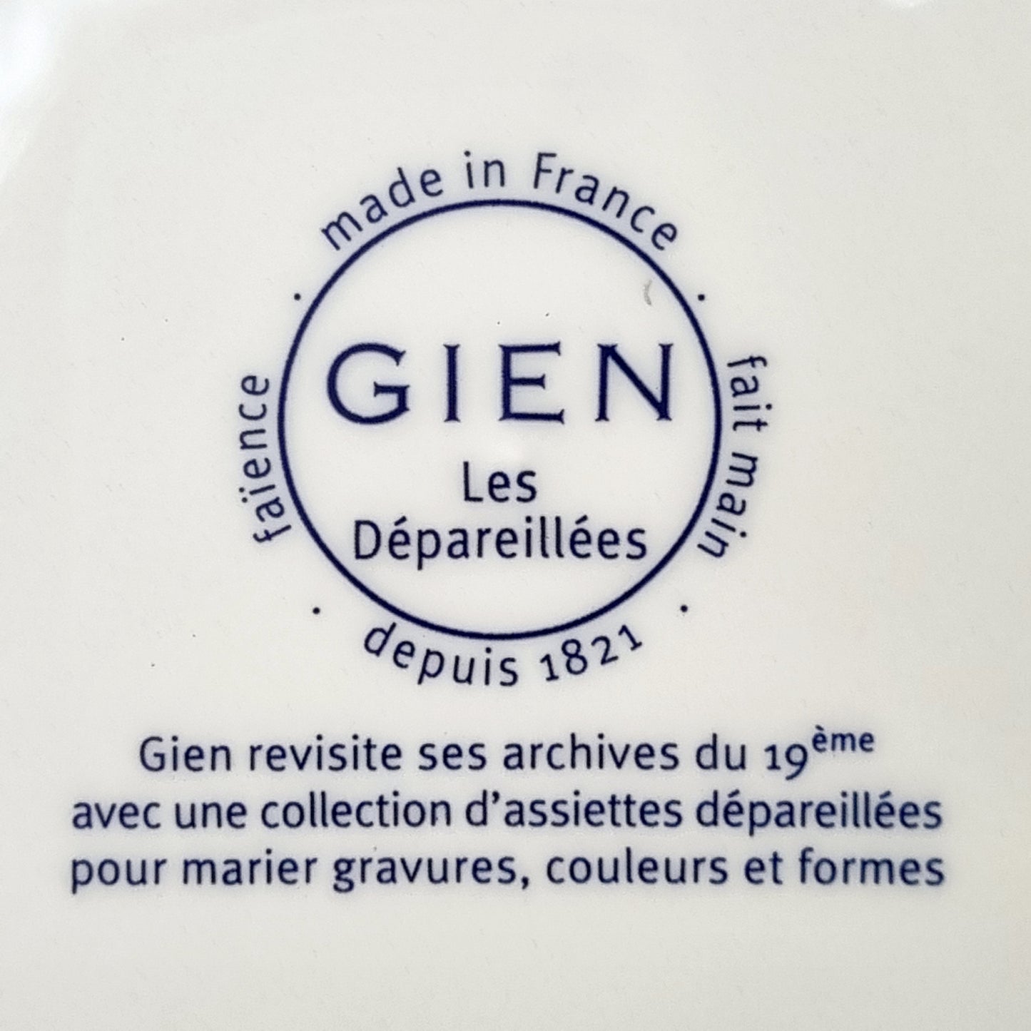 Gien, 6 platos de la serie "Depareilles"