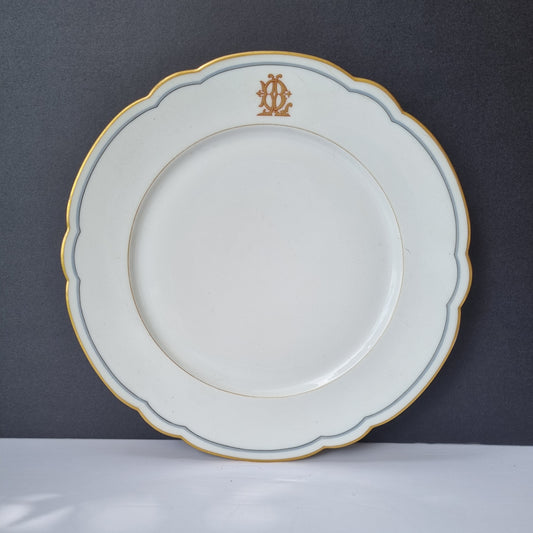 Juego de 6 platos de porcelana de Limoges con iniciales