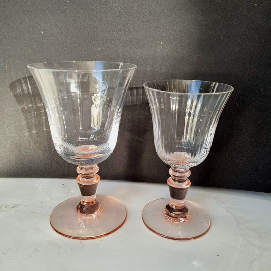 Juego de copas de cristal rosé para 8