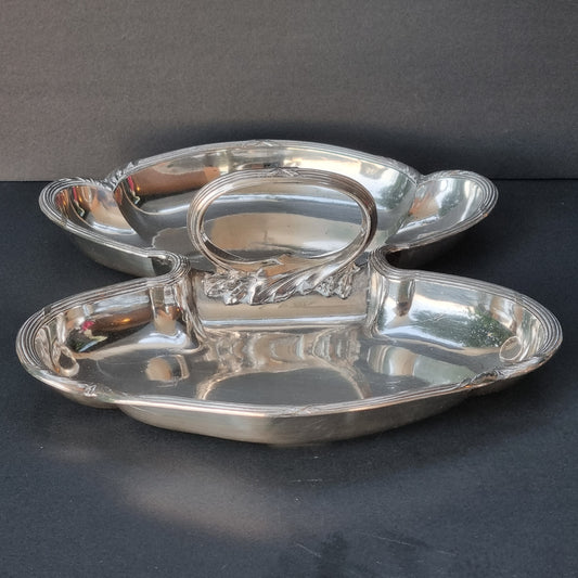 Fuente con doble compartimento metal argente