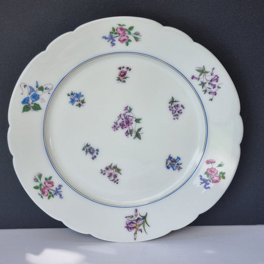 Gran juego de postre policromado flores porcelana