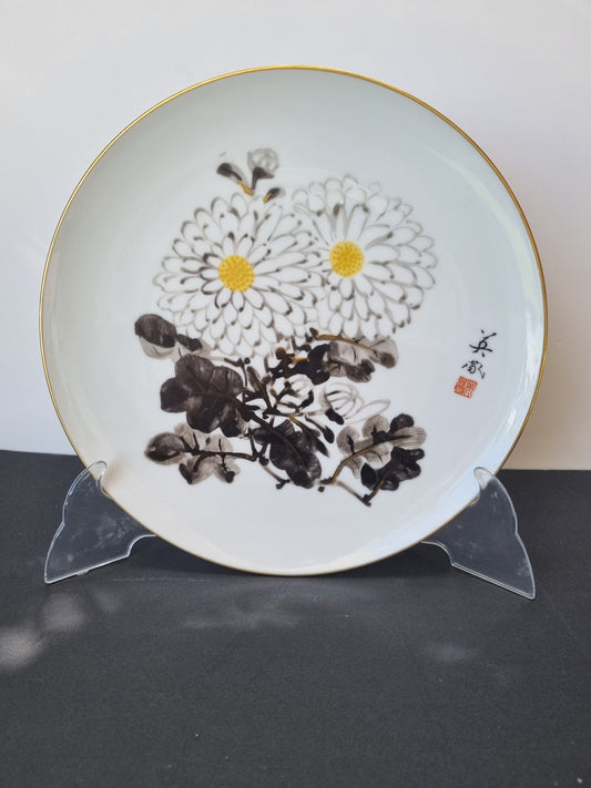 Platos Noritake flores negras y amarillas