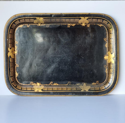 bandeja latón estilo Napoleón III metal negro y oro