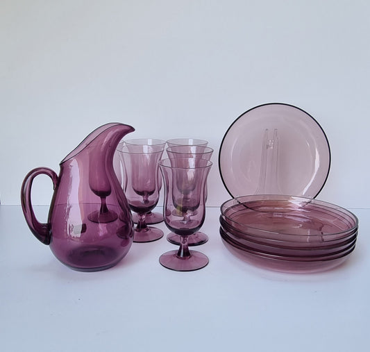 juego de cristal de borosilicato color malva