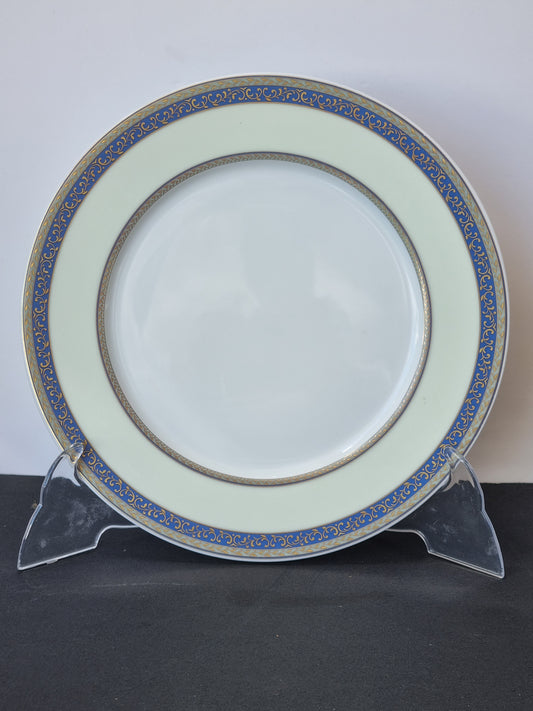 platos porcelana alemana bavaria celadon azul y oro