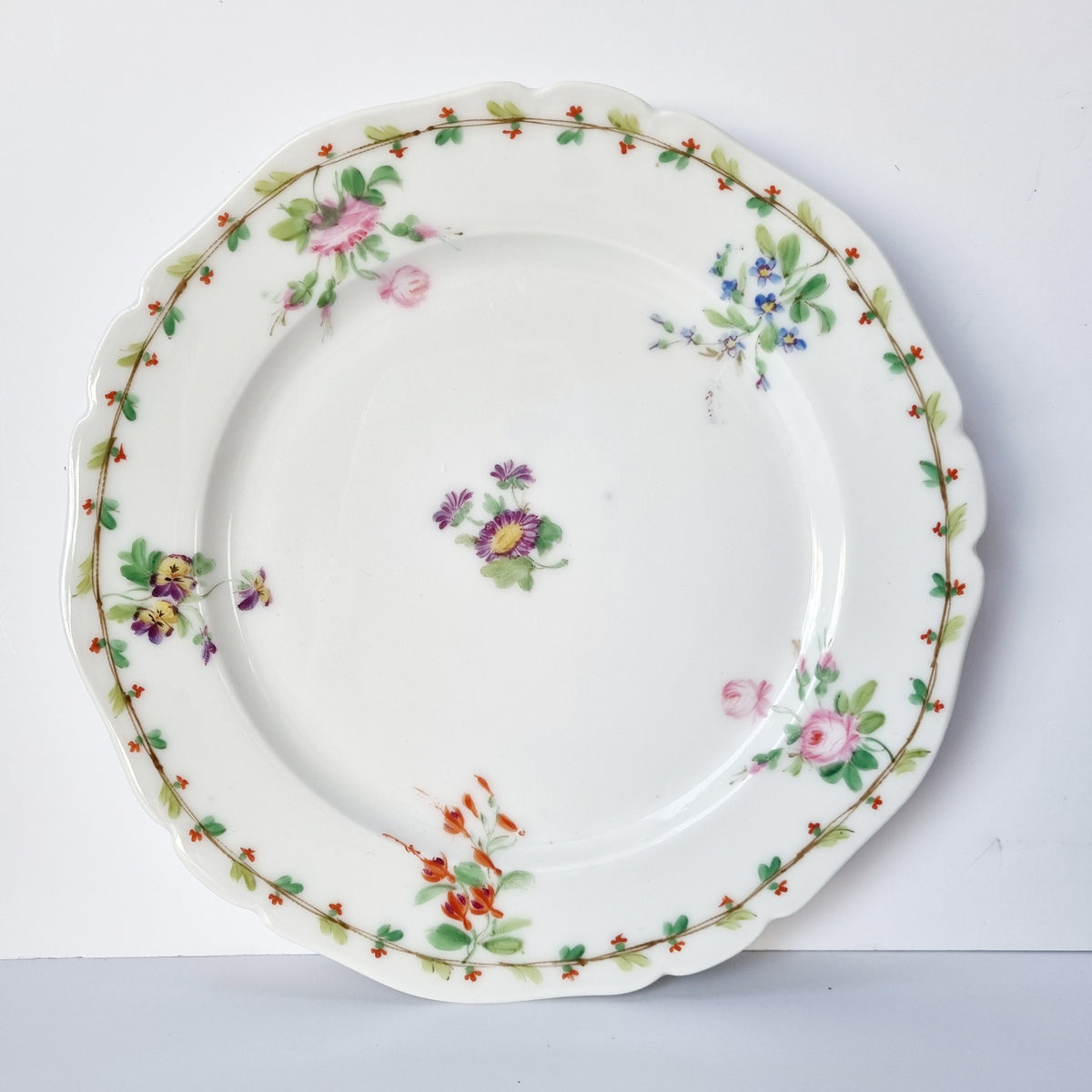 platos postre porcelana vieux Paris policromados bouquets de flores