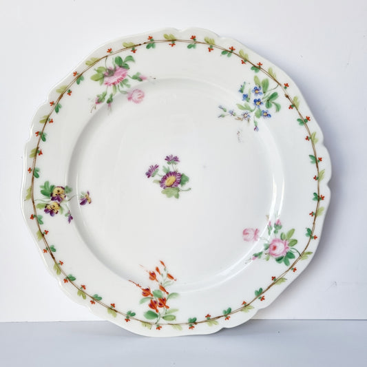 platos postre porcelana vieux Paris policromados bouquets de flores